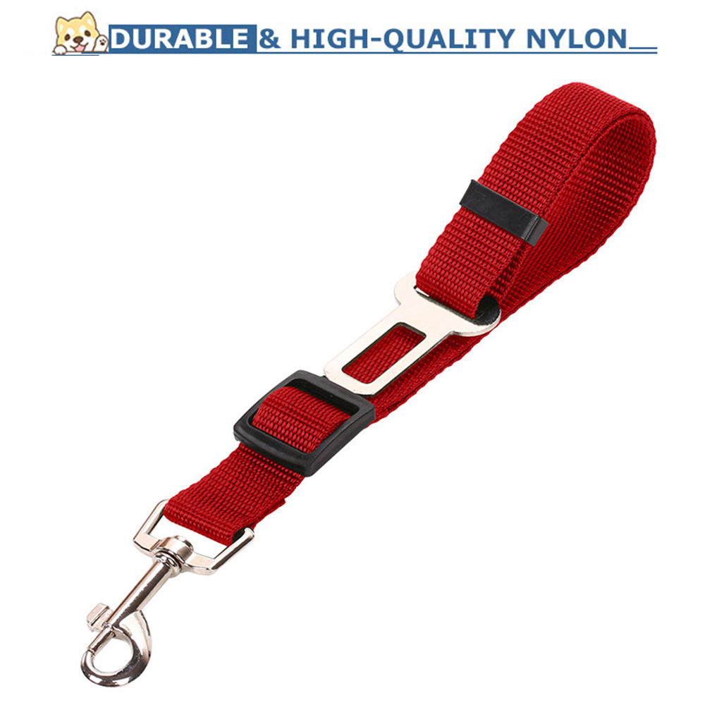 Adjustable Pet Car Seat Belt – Heavy-Duty Nylon Safety Leash for Dogs & Cats, Universal Vehicle Restraint with Tangle-Free Swivel Snap
