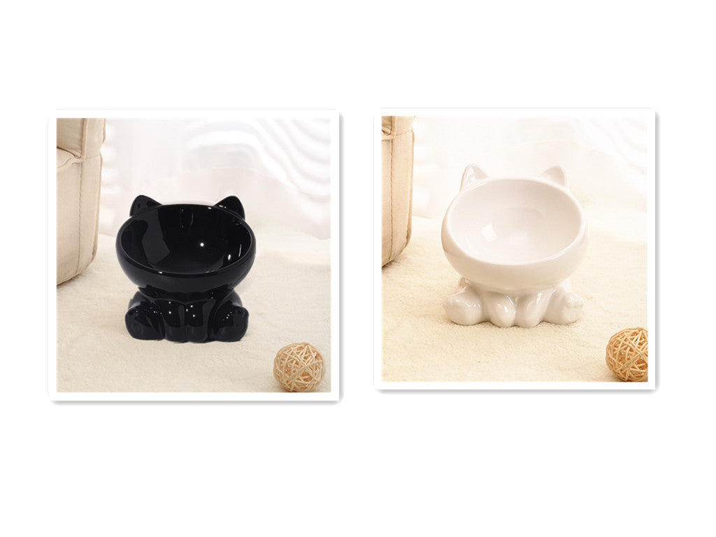 Tilted Ceramic Cat Bowl – Neck Guard Design for Comfortable & Healthy Feeding
