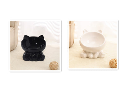 Tilted Ceramic Cat Bowl – Neck Guard Design for Comfortable & Healthy Feeding