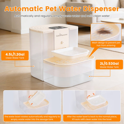Smart Automatic Pet Water Fountain – 4.5L Dual-Tank, Cordless & Rechargeable (Remote Control)