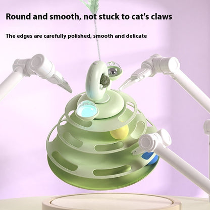 4-Level Cat Toy Tower – Interactive Track Roller with Rotating Mint Ball & 360° Spinning Turntable for Kitten Mental & Physical Exercise