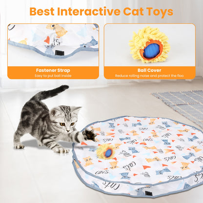 Interactive Hide-and-Seek Cat Toy – Motion Activated Fast Rolling Ball with Pouch, USB Rechargeable Smart Toy for Indoor Cats & Kittens