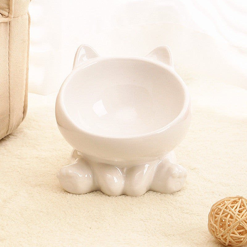 Tilted Ceramic Cat Bowl – Neck Guard Design for Comfortable & Healthy Feeding