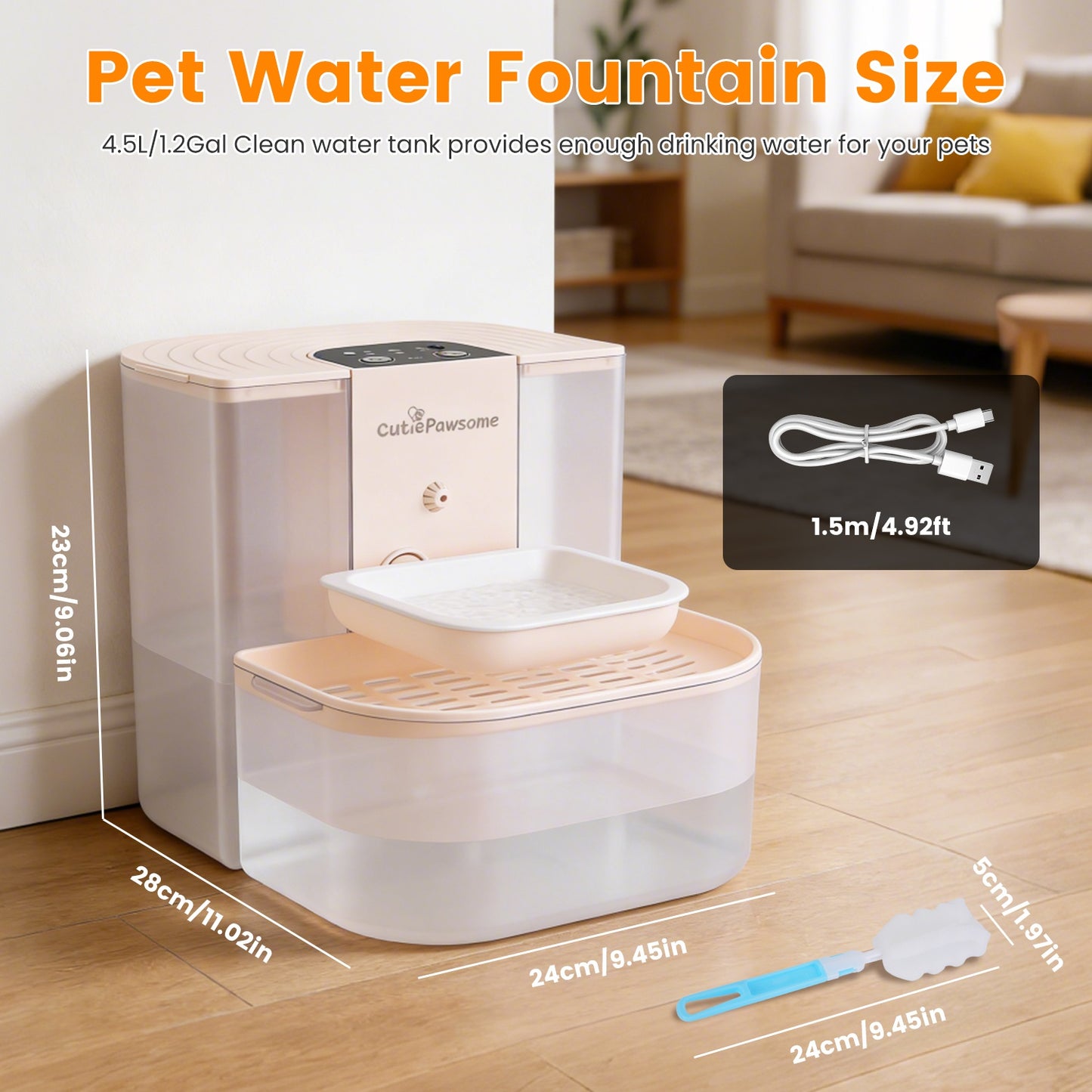 Smart Automatic Pet Water Fountain – 4.5L Dual-Tank, Cordless & Rechargeable (Remote Control)