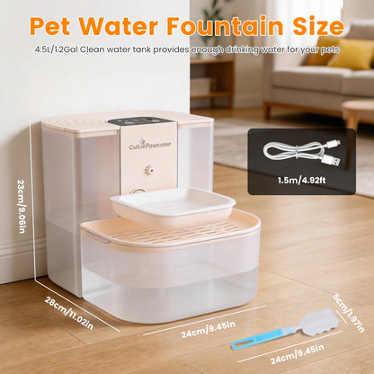 Smart Automatic Pet Water Fountain – 4.5L Dual-Tank, Cordless & Rechargeable (Remote Control)