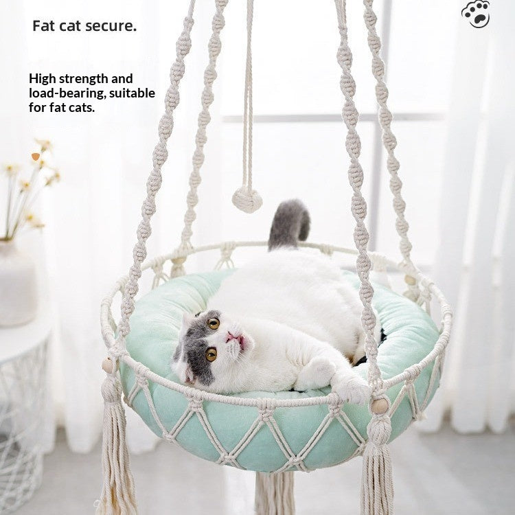 Handwoven Cat Hammock Bed – Breathable Hanging Swing for Cats (Soft & Cozy)