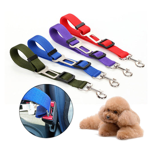 Adjustable Pet Car Seat Belt – Heavy-Duty Nylon Safety Leash for Dogs & Cats, Universal Vehicle Restraint with Tangle-Free Swivel Snap