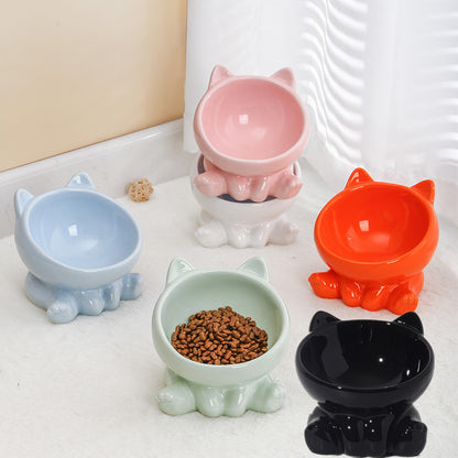 Tilted Ceramic Cat Bowl – Neck Guard Design for Comfortable & Healthy Feeding