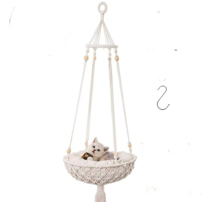 Handwoven Cat Hammock Bed – Breathable Hanging Swing for Cats (Soft & Cozy)