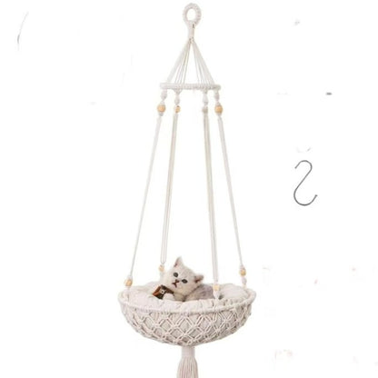 Handwoven Cat Hammock Bed – Breathable Hanging Swing for Cats (Soft & Cozy)