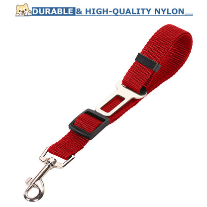 Adjustable Pet Car Seat Belt – Heavy-Duty Nylon Safety Leash for Dogs & Cats, Universal Vehicle Restraint with Tangle-Free Swivel Snap