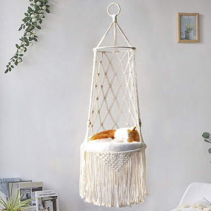 Handwoven Cat Hammock Bed – Breathable Hanging Swing for Cats (Soft & Cozy)