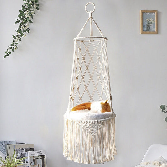 Handwoven Cat Hammock Bed – Breathable Hanging Swing for Cats (Soft & Cozy)