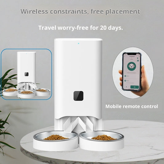 Smart Mobile-Controlled Pet Feeder with 3 Stainless Steel Bowls | Automatic Feeding System for Dogs & Cats