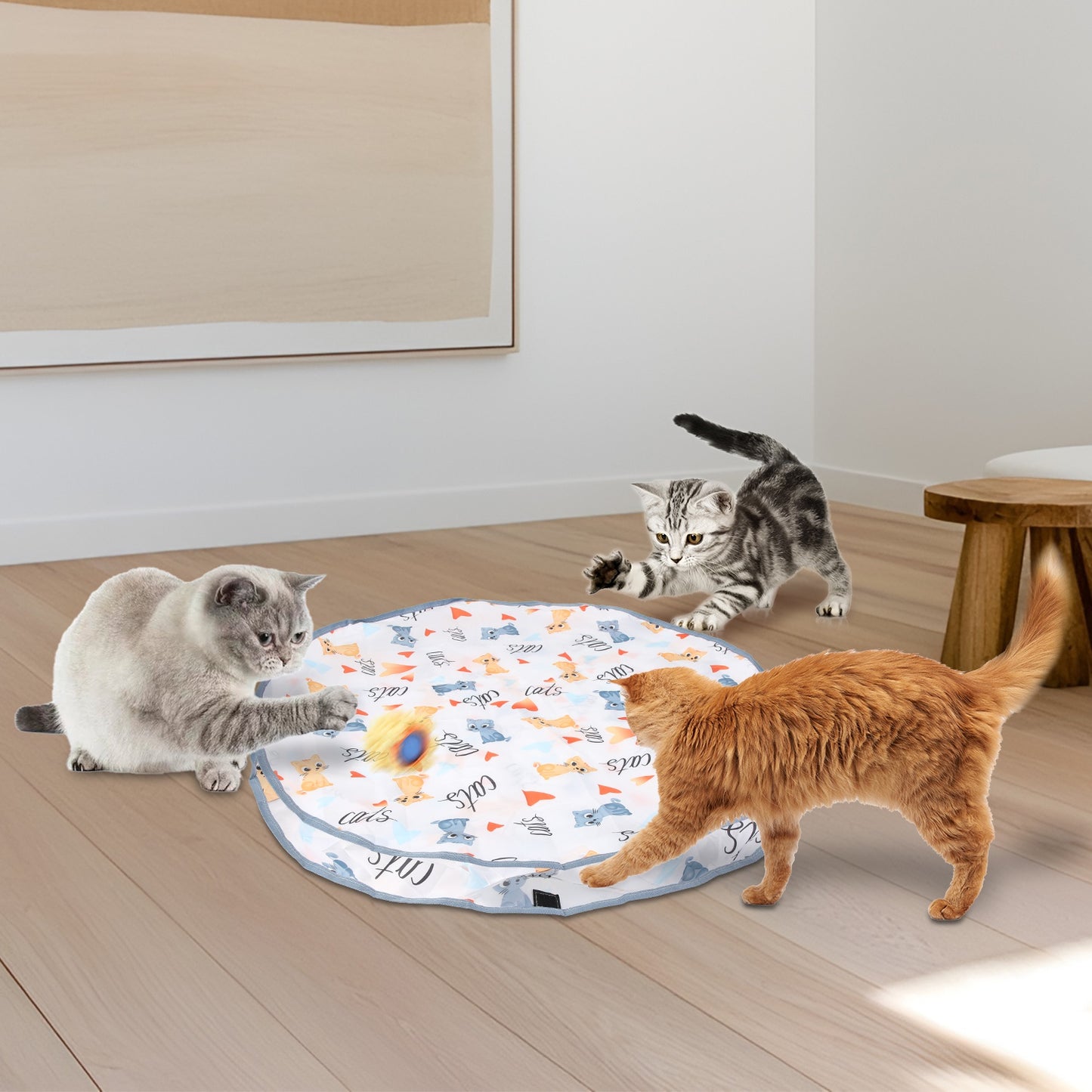 Interactive Hide-and-Seek Cat Toy – Motion Activated Fast Rolling Ball with Pouch, USB Rechargeable Smart Toy for Indoor Cats & Kittens
