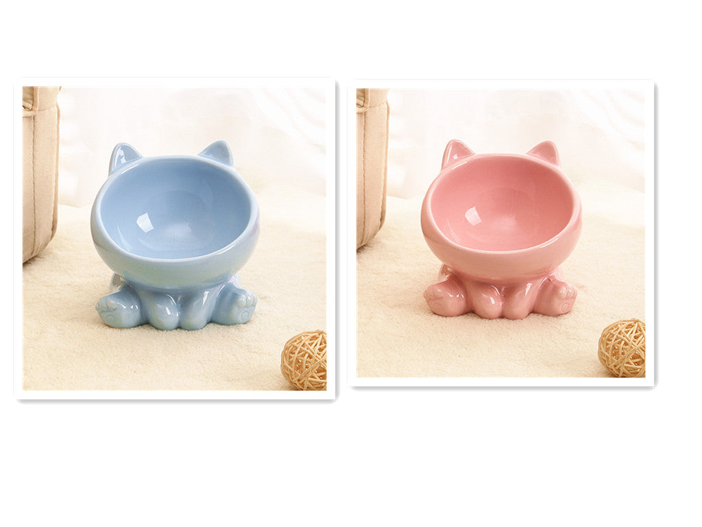 Tilted Ceramic Cat Bowl – Neck Guard Design for Comfortable & Healthy Feeding