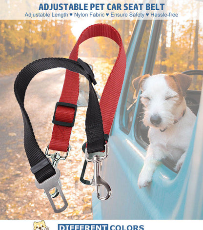 Adjustable Pet Car Seat Belt – Heavy-Duty Nylon Safety Leash for Dogs & Cats, Universal Vehicle Restraint with Tangle-Free Swivel Snap