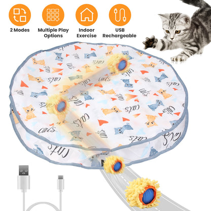 Interactive Hide-and-Seek Cat Toy – Motion Activated Fast Rolling Ball with Pouch, USB Rechargeable Smart Toy for Indoor Cats & Kittens