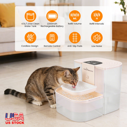 Smart Automatic Pet Water Fountain – 4.5L Dual-Tank, Cordless & Rechargeable (Remote Control)