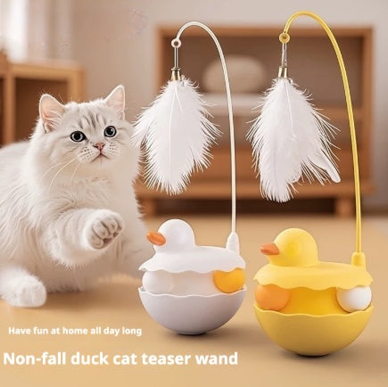 Interactive Duck Shape Cat Toy – Lightweight Resin Wand with Removable & Washable Duck for Indoor/Outdoor Play